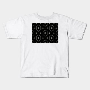 Platinum Turtle Pattern on Black Kids T-Shirt